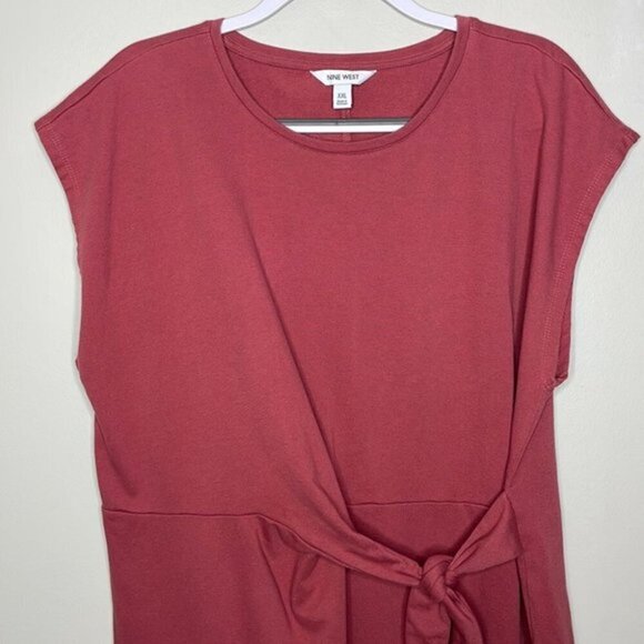Nine West XXL Mauve Knot Waist Terrycloth Shirt Sleeve Sweatshirt T Shirt Dress - Picture 4 of 10